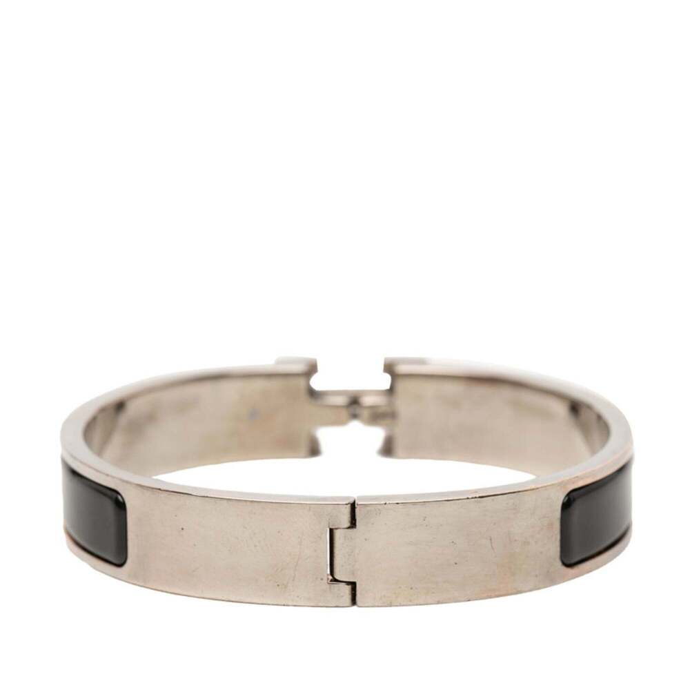 Hermes Click H PM Bangle Bracelet, Silver, Black Metal, Women's - Picture 3 of 5